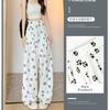 Lazy Wind Dog Footprint Yamamoto Pants Women's Spring and Summer Loose Casual Straight High Waist White Wide Leg Pants