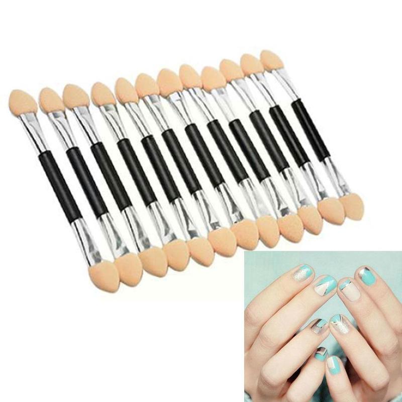 12Pcs Two Head Eyeshadow Applicator For Females Design Professional Portable Soft Sponge Double Ended Nail Powder Brushes C4P6