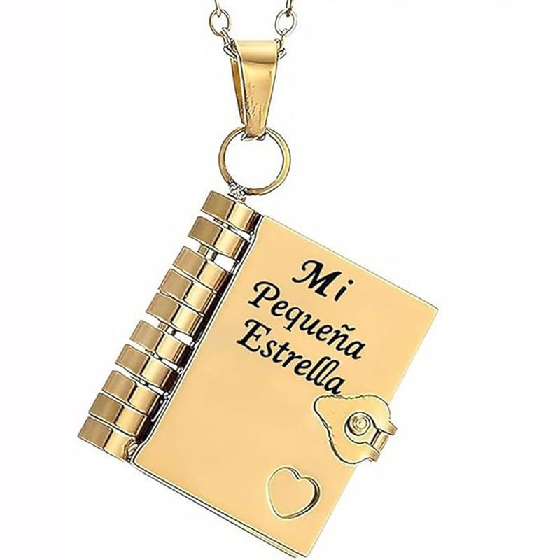 Engraved Titanium Steel Necklace - Fade-Resistant, Emotional Book Pendant, Women's Clavicle Chain Jewelry 