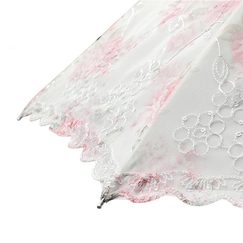 3 Folding Women Lace Rain Umbrella Strong Windproof Anti UV Luxury Paraguas Sun Protection Outdoor Sunny Rainy Parasol Gift