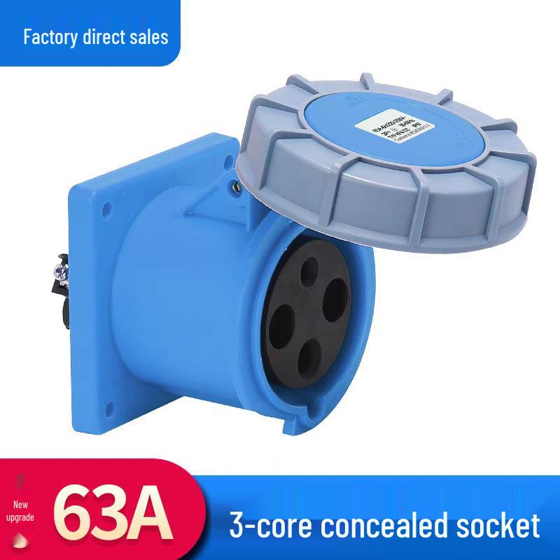 63A/125A Waterproof Aviation Plug Socket: 3-Pin, 4-Wire, 5-Hole, 3-Phase Connector