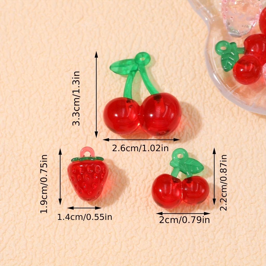 10Pcs Transparent Red Pink Cherry Charms Acrylic Fruit Pendants For Jewelry Making Diy Handmade Necklace Earrings Accessories