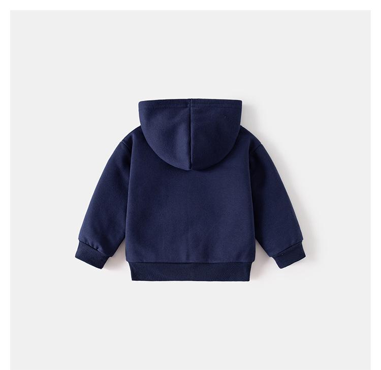 Kids' 2025 Hooded G Letter Zip-Up Jacket - Solid Color Korean Style Sweatshirt