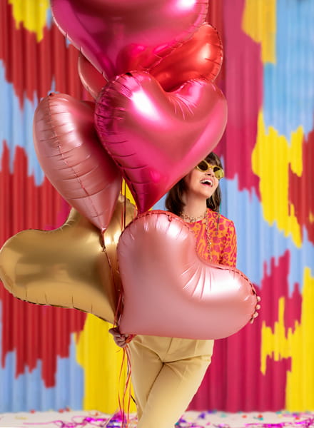 Partydeco Balon Foliowy Serce 75X645 Cm Rozowe Zloto