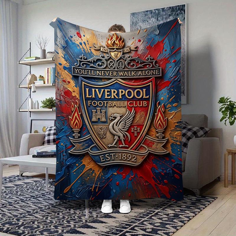 Liverpool Fc Crest Print Blanket Blanket Camping Trip Digital Printing Gift Machine Washable