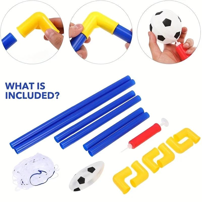 Indoor mini folding football soccer ball goal post net set pump kids sport outdoor home game toy child birthday gift plastic