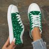 2025 Women's Single Shoes Spring Autumn New Fashion Sneakers Round Head Flat Bottom Lace Up Sequins Casual Shoes