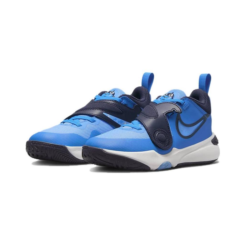 Nike Team Hustle D 11 Lil Abrasion Resistant Low top Children's Basketball Shoes Blue White Children Aged 3 7 Years Old DV8992-400