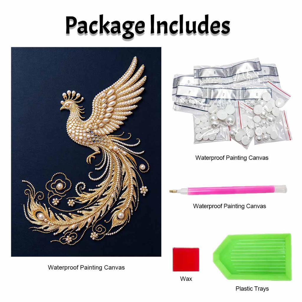 DIY Pearl Embroidery Diamond Painting Kit Phoenix Symbol Sparkling Beads Art Craft Handmade Decoration Gift for Home