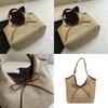 Fashion Color Blocked Bow Decoration Women Casual Woven Tote Bag For Daily Use