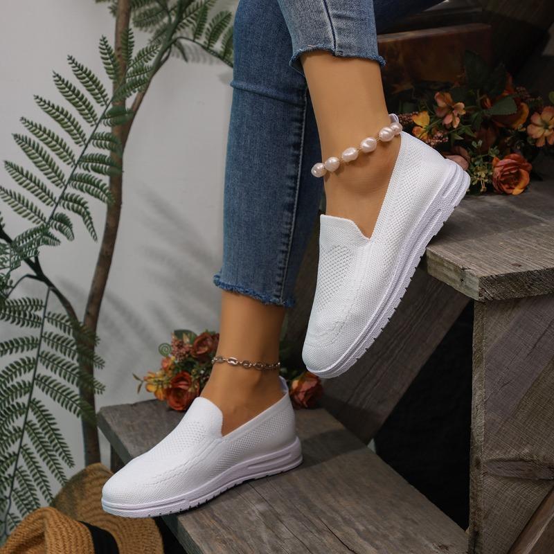 Foreign trade casual single shoes women's shoes autumn new fly-woven mesh round head one pedal large size flat bottom cross-border women