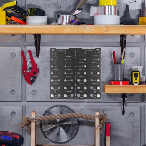 Bolt and Nut Thread Checker, Aluminum Alloy Thread Identifier, 28-Hole Metric and American Thread Identification Board with Work Gloves and Inch/Centi