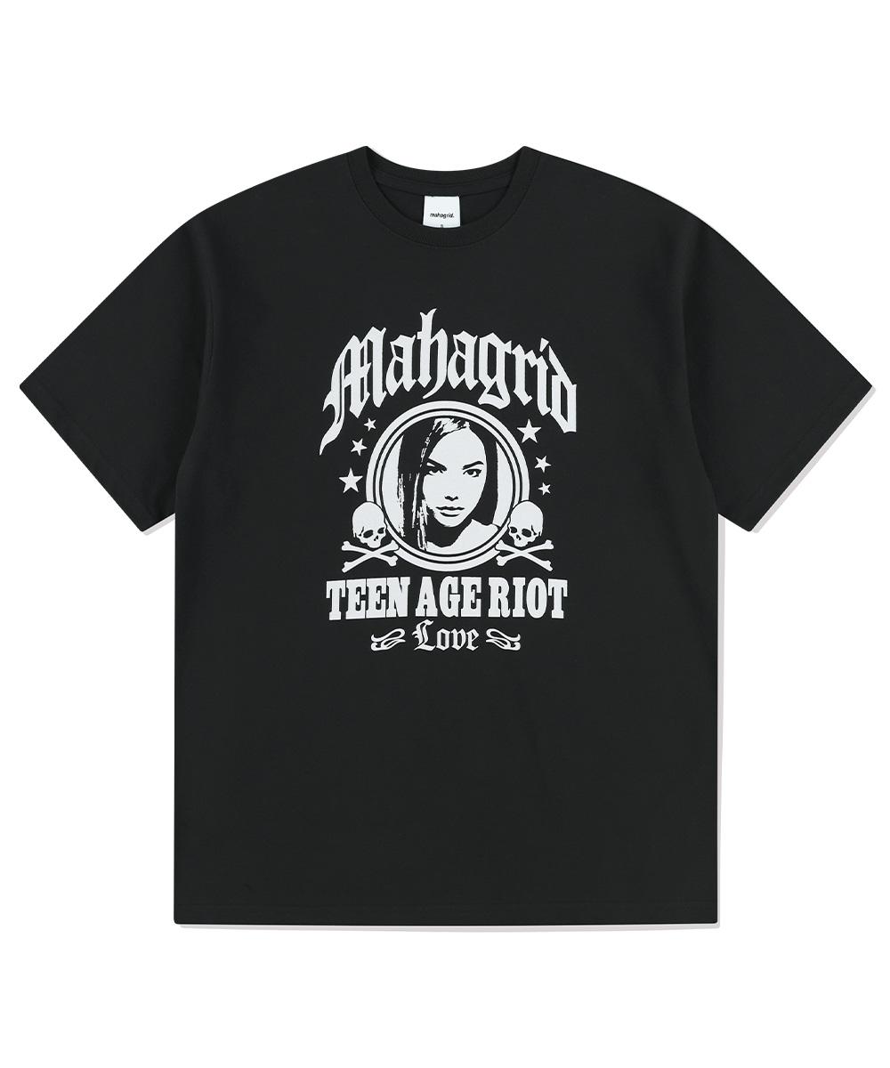 Maha Grid Two Skull Rock Tee Black(Mg2Emmt510A) Black/M