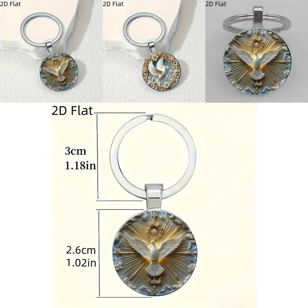 Illuminated Dove Pendant Keychain With European Style Zinc Alloy Accessory For Keys