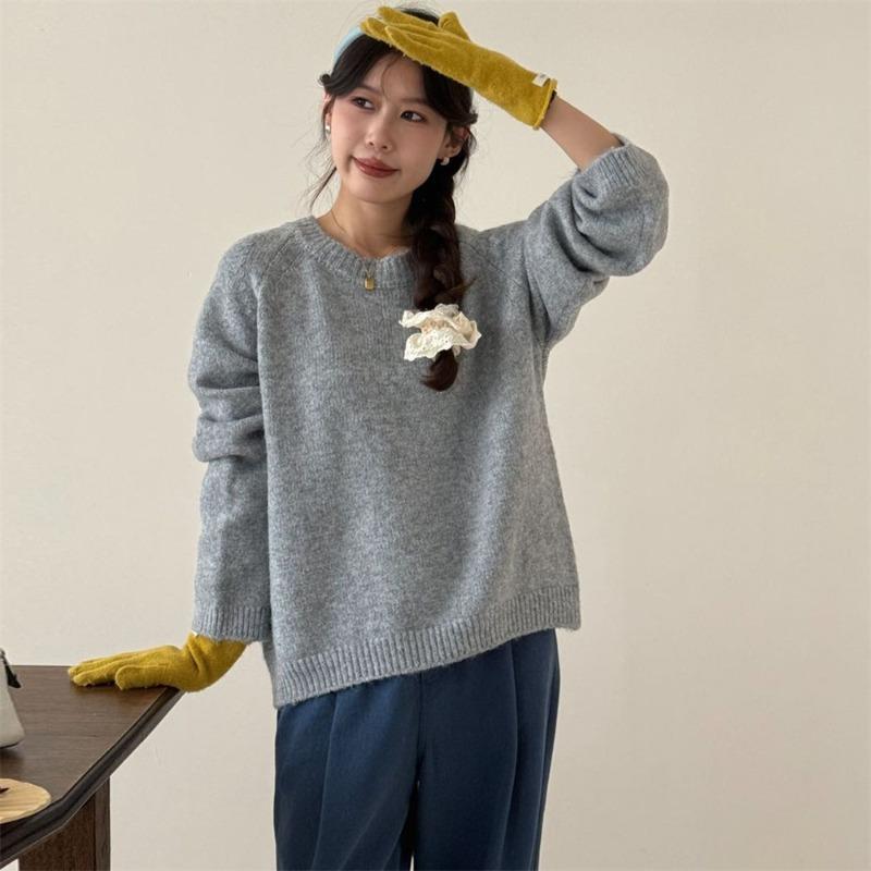 Lazy wind loose soft waxy pullover sweater women wear autumn and winter new high-end round neck knitted top women