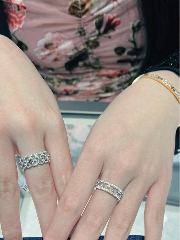 V Gold Dewdrop Ring: Women's 18K Rose Gold with Luxury Hollow Design and Full Diamonds, Non-Fading