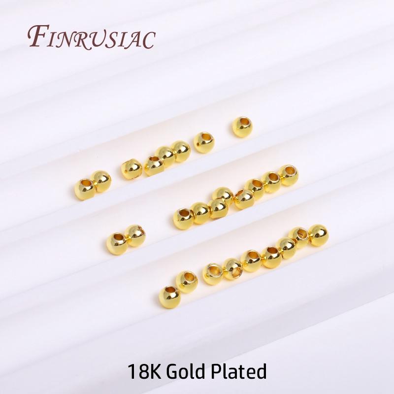 2/2.5/3/4/5/6MM Round Seamless Beads 14K Gold Plated Metal Smooth Spacer Beads For Bracelet High Quality DIY Jewelry Accessories