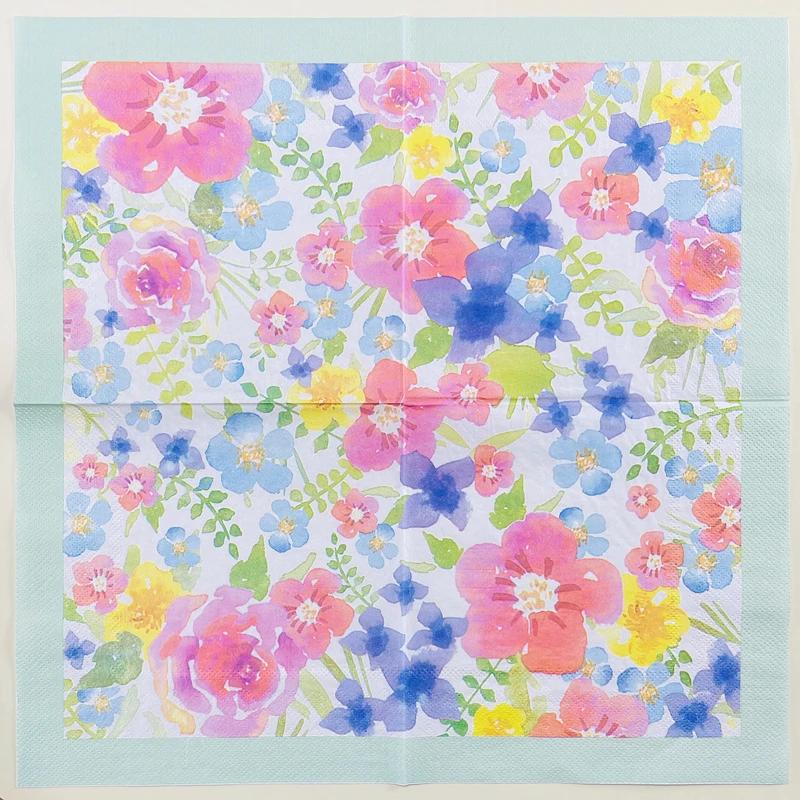 20pcs/Pac 33*33cm 2-Ply Disposable Party Napkin Flower Pattern