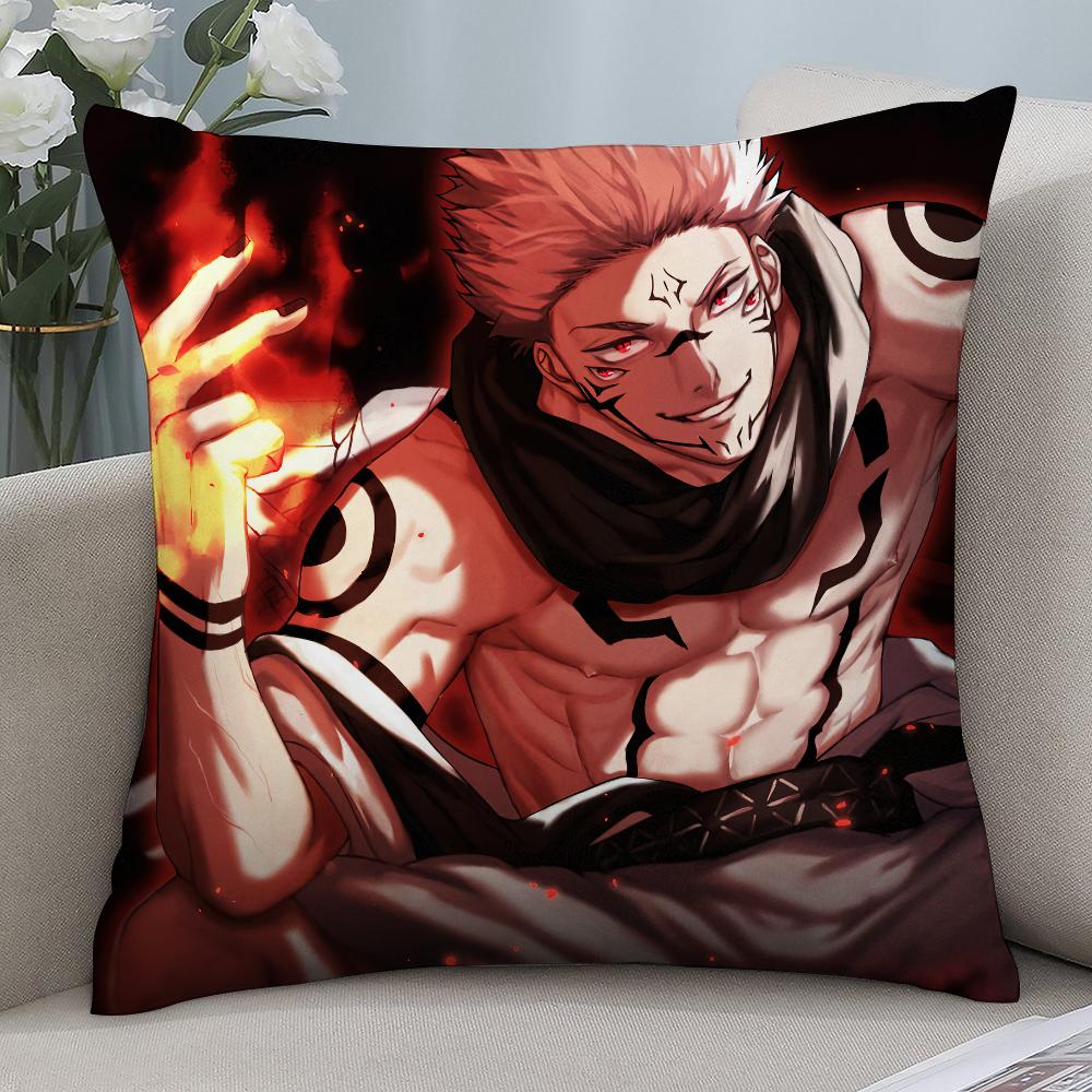 J-Jujutsu Kaisen Ryomen Sukunas Pillow Case Short Plush Pillow Covers Sofa Decor Gift Home Double-Sided Printing Cushion Cover