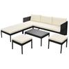 6 Piece Garden Lounge Set with Cushions Poly Rattan Black