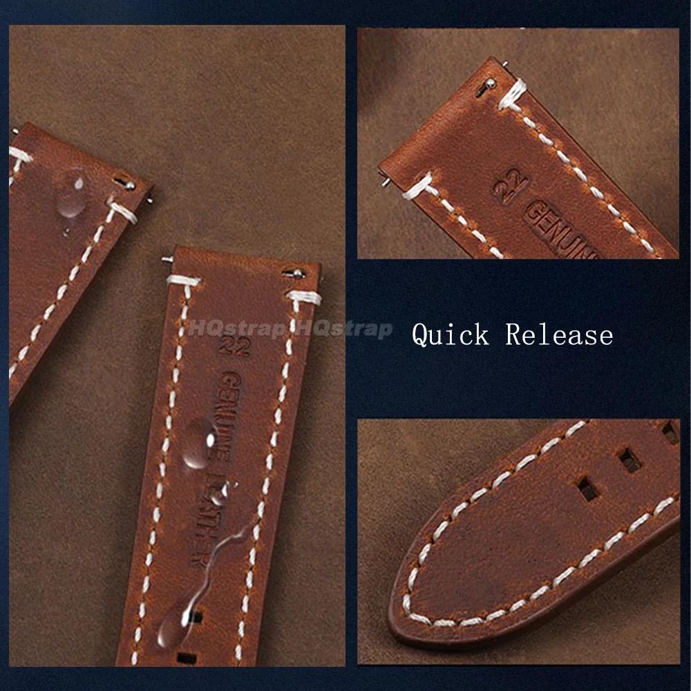 Retro Calf Leather Strap 18mm 20mm 22mm 24mm Wrist Belt Universal Replacement Watchband Quick Release Soft Bracelet Accessories