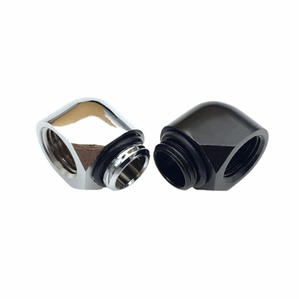 2PCS Black/Silver Water Cooling System Adapter 90 Degree Right Angle Elbow Cooling System