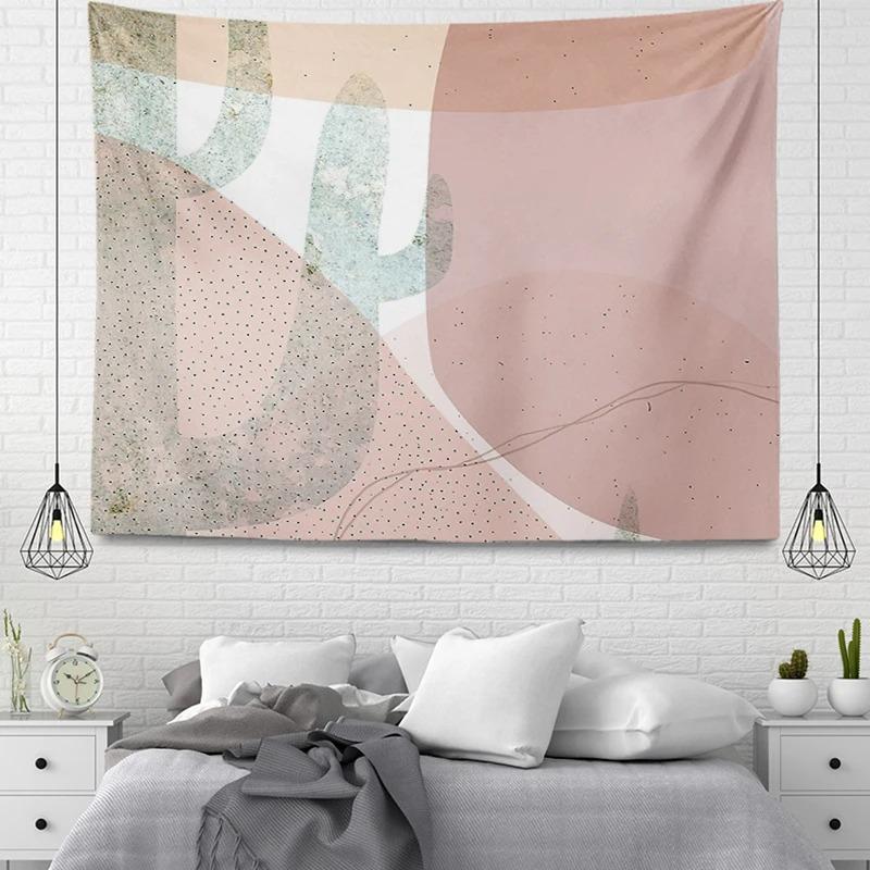 Pink Simple Illustration Decorative Tapestry Home Wall Decoration Office Living Room Tapestry