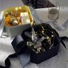 1pc Gift Boxes with Double-opening Gift Lids Octagonal Gift Box Treat Boxes with Ribbon Party Favor Boxes Folding Packaging Box Proposal Gift Wrap Box