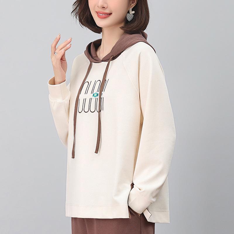 Mom's Casual Hooded Pullover for Women - Loose Fit, Spring/Fall 2024 Trend