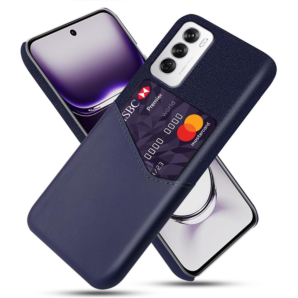 For Oppo Reno12 5G (Global) Case Cloth Texture PU Leather Hard PC Card Slot Phone Cover