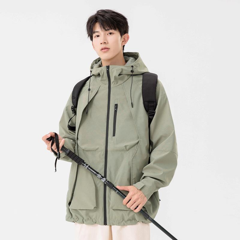 Men's Spring and Autumn American Functional Trendy Brand Big Pocket Loose Windproof Couple Hooded Jacket Jacket