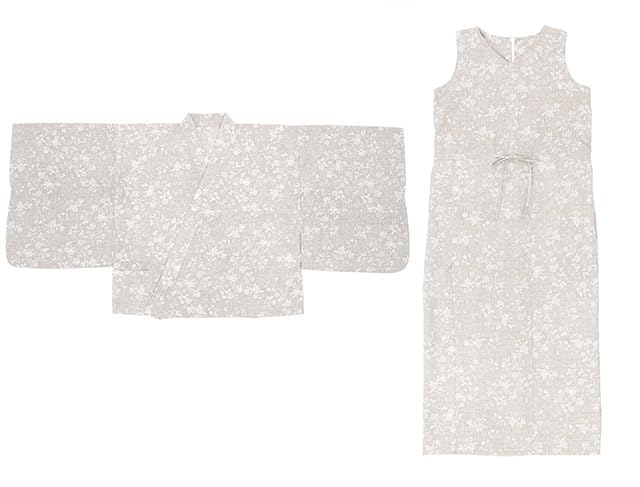 Soubien Yukata Separate Free Beige with Small Floral Pattern X Pink [SOUBIEN] 3-Piece Set, Style, Women's (Top/Dress/Obi Sash), Size,