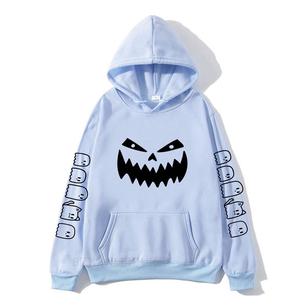 Halloweenská mikina Kawaii duch dýně potisk Unisex mikina Módní ležérní Podzim Zima Dlouhý rukáv Pánská pulovrová mikina