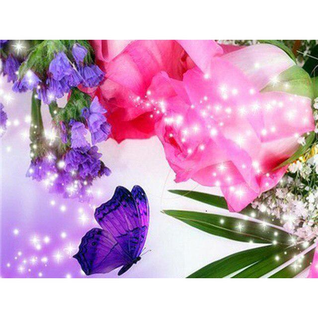 DIY 5D Diamant Malerei Schmetterling Blume voller runder Strass Tier Mosaik Kreuzstich