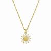 Sunflower Collarbone Necklace: 18k Gold and Zircon Pendant with Diamonds