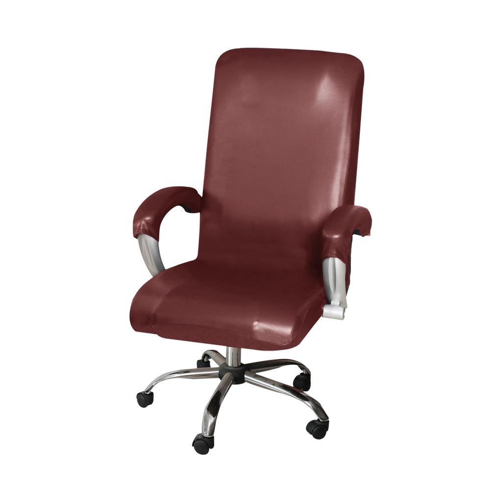 Waterproof Office Chair Cover with Armrest Covers PU Leather Computer Chair Cover Desk Chair Cover Rotating Chair Slipcover High Back Chair Seat