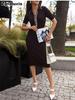 Korean Chic Retro Polka Dot Elastic Slim Fit High-Waisted Knit Bodycon Dress