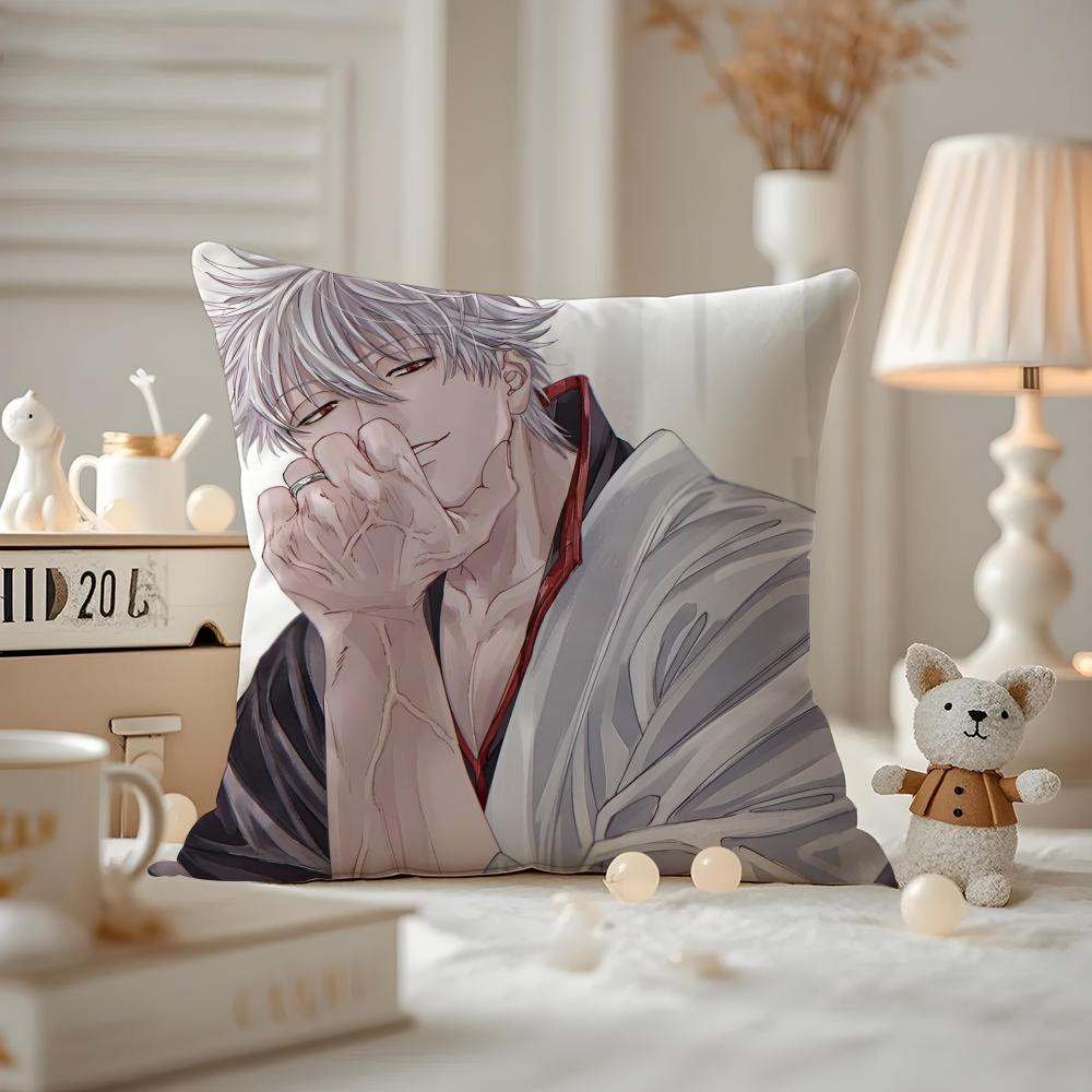 Husa de Pernă Anime Gintama Husa de Pernă Anti-acarieni Fermoar Invizibil Pluș Scurt Mătăsos Husa de Pernă pentru Canapea