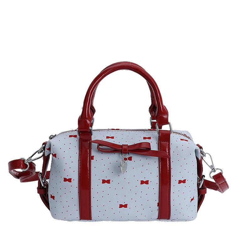 Bow contrasting color portable pillow bag women's new high-end ballet style shoulder messenger bag