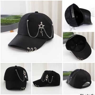 Cappellino da Baseball Cappello Anello in Metallo Catena Stella Primavera Estate Autunno Punk Hip hop Rock Regolabile Unisex Uomo Donna Outdoor Casual Cotone