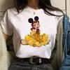 Mickey Ear Hat Ariel The Little Mermaid Print T-shirts Casual Streetwear Vintage Harajuku Princess Print T Shirt 90s Girls