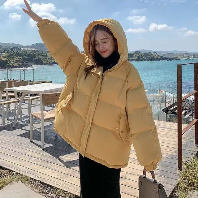 

Хлопковая одежда Женская Новая Хлебная одежда Утолщенная Зимняя Хлопковая одежда Свободная Теплая Куртка с капюшоном XL