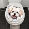 White Dog Toilet Stickers Door Stickers Wall Sticker Waterproof Self-adhesive Decals Bathroom Decoration  Sticker 2025 Wholesale