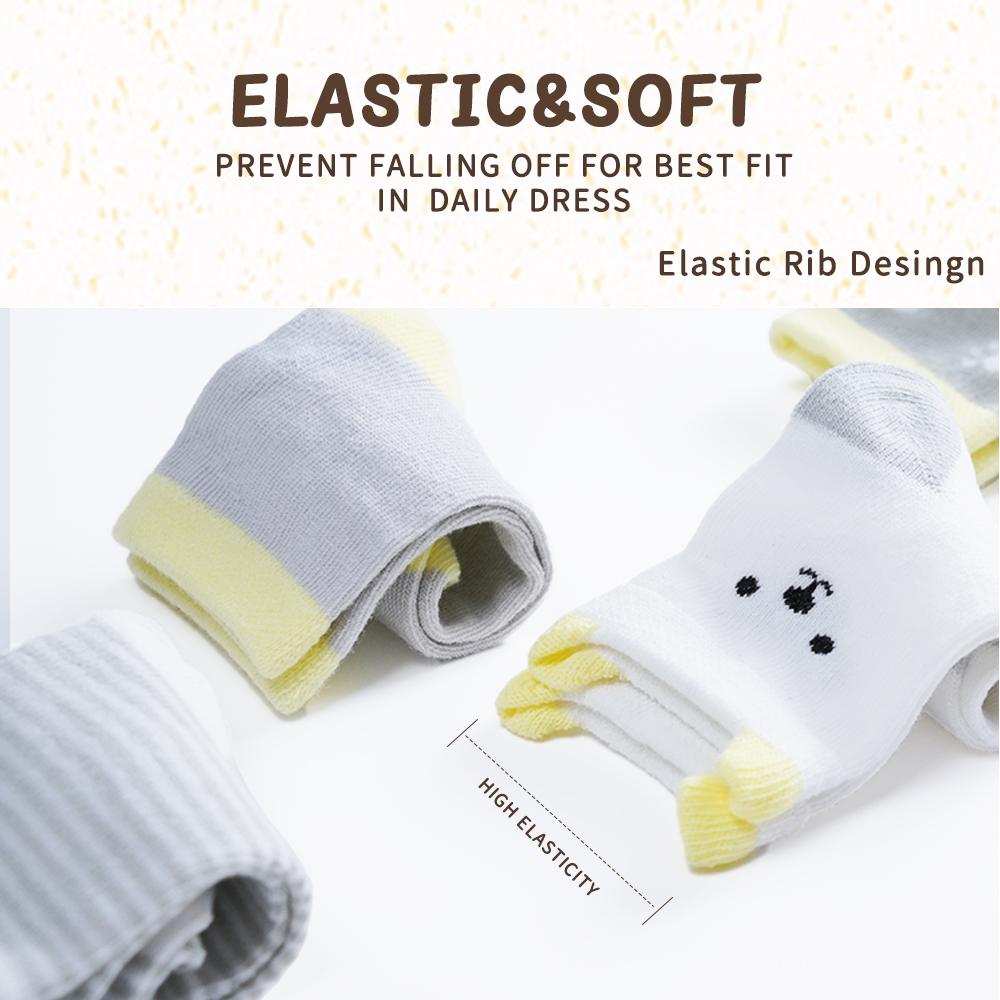 5 Parów Kreskówkowe Skarpetki Dziecięce Uroczy Nadruk Misia Bawełniane Noworodkowe Dziecięce Skarpetki Dziewczynka Dziecko Chłopcy Miękkie Dzianinowe Skarpetki do Spania dla Malucha 0-8 Lat