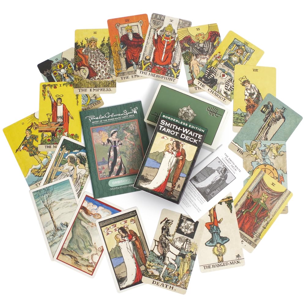 Authentic Tarot Borderless Edition Deck with 84 Fortune Cards Japanese Instruction by Games Smith-Waite Rider-Waite (Includes Manual) U.S. Systems,