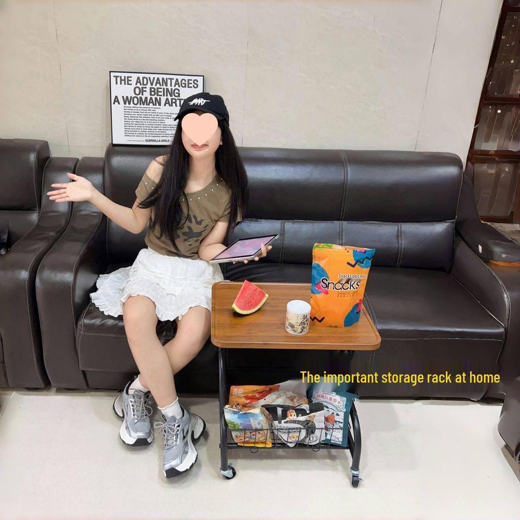 Masă laterală compactă mobilă cu depozitare: Suport pentru gustări pentru canapea, noptieră sau sufragerie