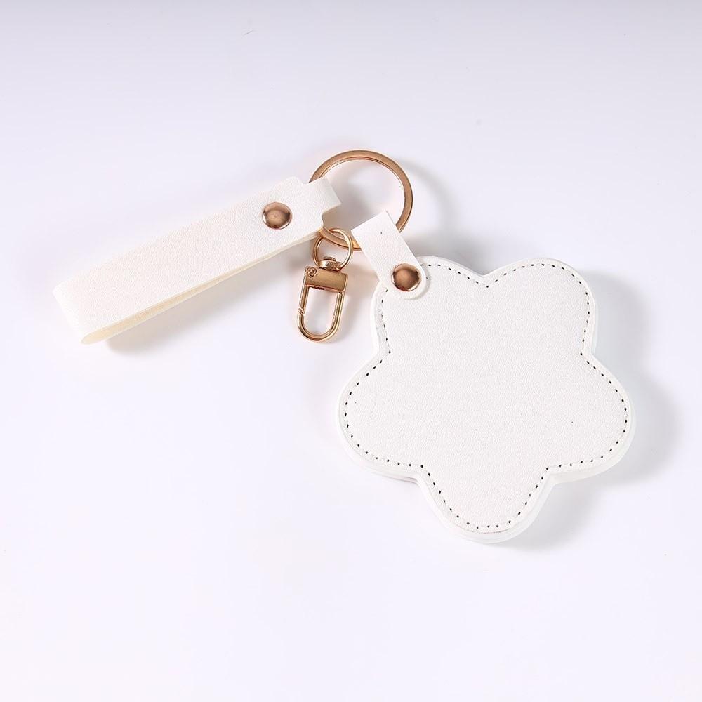 Rotate Small Mirror Stars Shape Makeup Mirror PU Leather Colorul Star Keychain  Graduation Gift