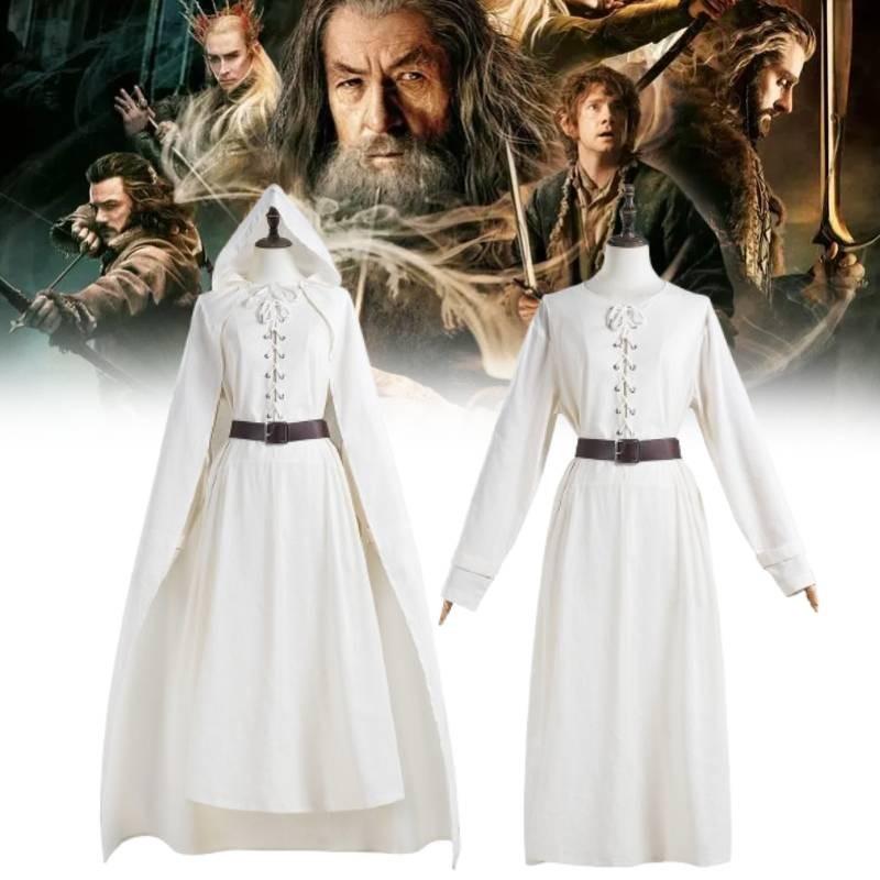 Stupendo Set Costume Cosplay di Gandalf per Halloween con Mantello e Tuniche Unisex