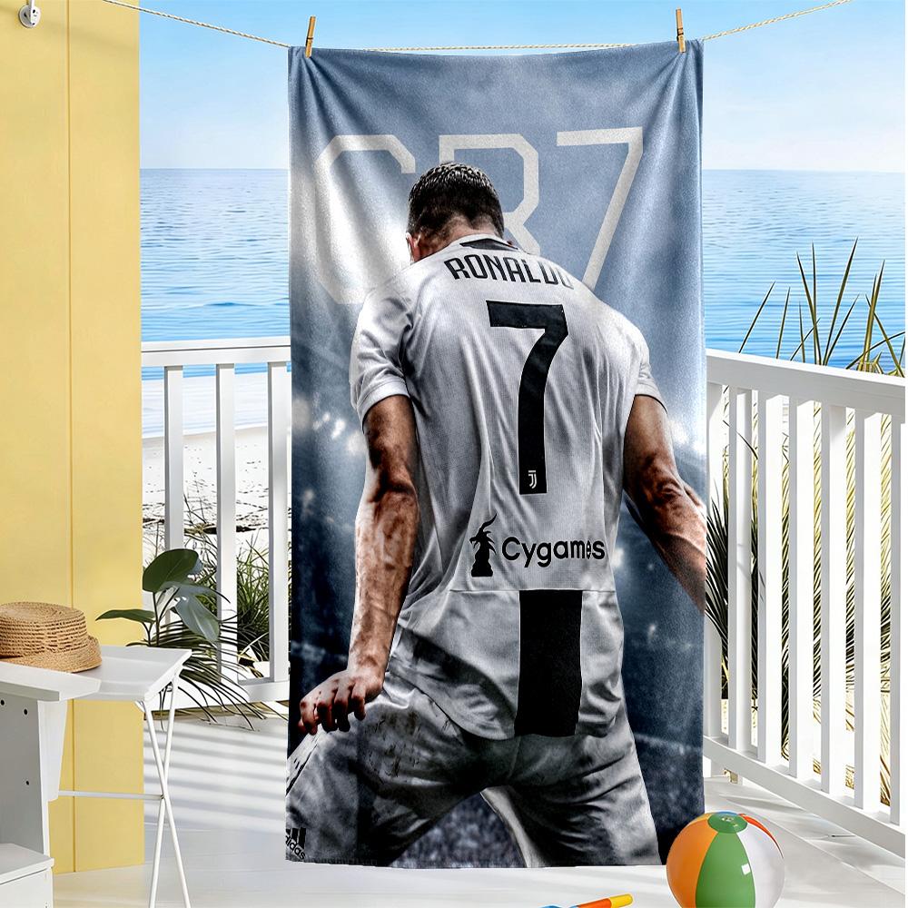 Cr7 Fußballlegende Strandtuch Superweich & Saugfähig Bequem Leicht Perfekt für Reisen Yoga Camping und Schwimmen