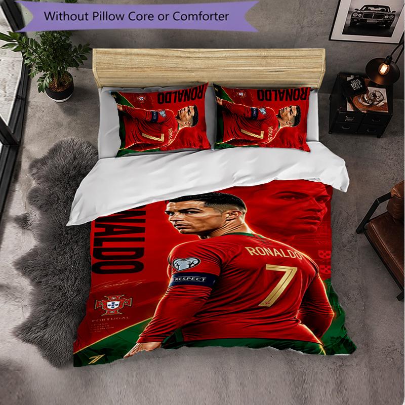 Cristiano Ronaldo Themed Bedding 3Pcs Duvet Cover Set Decorative Bed Linen For Teen Room Home Decoration